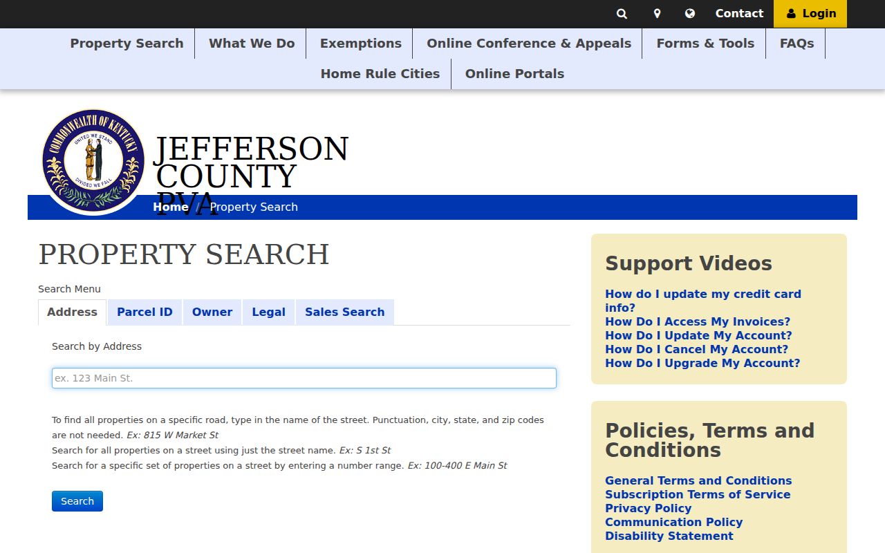 Louisville residents directory Jefferson PVA property search
